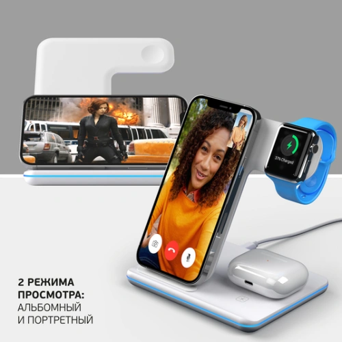 ЗУ беспроводное Deppa Charging Stand Neo iPhone, Apple Watch, Airpods 20W 3 in 1 белый Беспроводное ЗУ купить в Барнауле фото 6