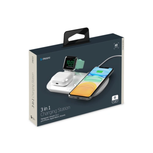 ЗУ беспроводное Deppa MagSafe iPhone, Apple Watch, Airpods 3 in 1 белый Беспроводное ЗУ купить в Барнауле фото 4