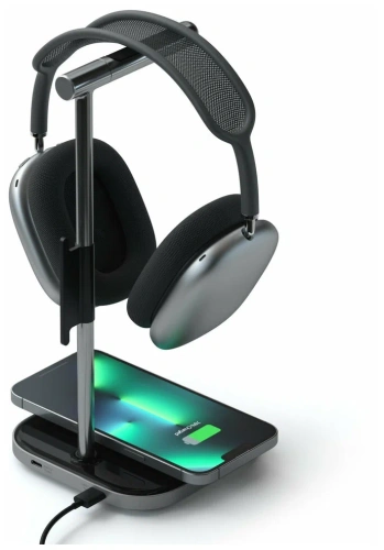 Подставка Satechi 2 in 1 Headphone Stand with Wireless Charger для наушников,алюминий серый космос Подставки для наушников купить в Барнауле фото 2